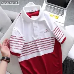 Áo Thun Polo Nam CS154 In Sọc Màu Tay Ngắn, Chất Liệu Thun Cá Sấu Poly Cao Cấp