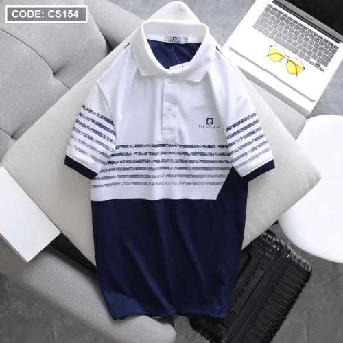 Áo Thun Polo Nam CS154 In Sọc Màu Tay Ngắn, Chất Liệu Thun Cá Sấu Poly Cao Cấp