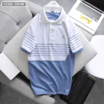 Áo Thun Polo Nam CS154 In Sọc Màu Tay Ngắn, Chất Liệu Thun Cá Sấu Poly Cao Cấp
