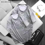 Áo Thun Nam Cổ Tròn Sọc Họa Tiết Lá Dừa