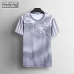 Áo Thun Nam Cổ Tròn Sọc Họa Tiết Lá Dừa