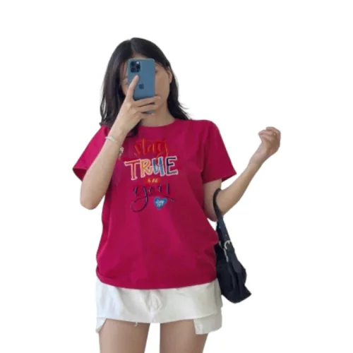 Shop sỉ áo Thun Nữ Cổ Tròn In chữ TRUE form ôm suông rộng size L(45-65kg) – một lựa chọn đáng tham khảo trong áo thun nữ form suông