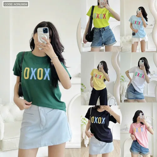 Áo thun cổ tròn nữ nhiều mẫu 4, size M cho người 40-60kg
