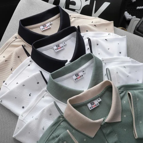 Nguồn hàng sỉ áo Thun Polo Nam - Áo Thun Nam Cổ Bẻ In Họa Tiết Nhí Và Viền Áo Big Size