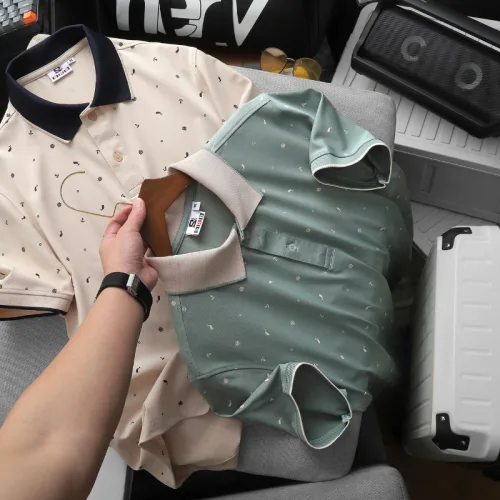 Nguồn hàng sỉ áo Thun Polo Nam - Áo Thun Nam Cổ Bẻ In Họa Tiết Nhí Và Viền Áo Big Size
