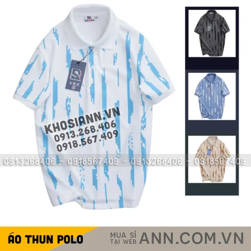 Áo thun polo nam in họa tiết sọc bền đẹp, cổ bẻ, có size lớn