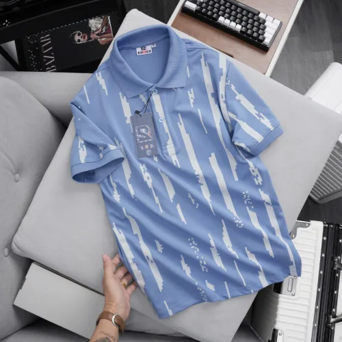 Áo thun polo nam in họa tiết sọc bền đẹp, cổ bẻ, có size lớn