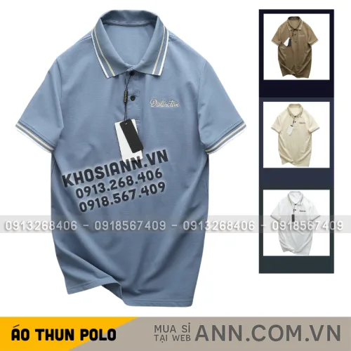 Áo Polo Nam Cổ Bẻ Phối Sọc Thêu Logo Ngực Big Size
