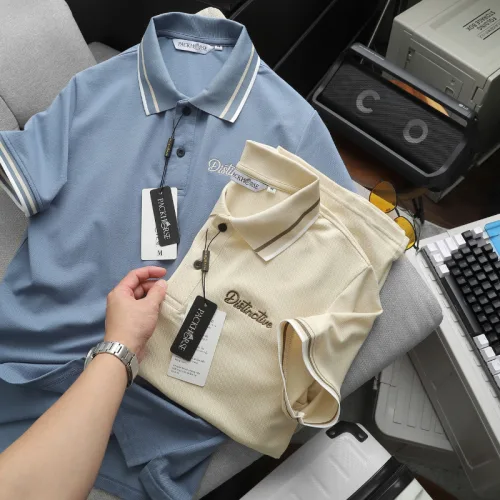 Áo thun polo nam cổ bẻ phối sọc