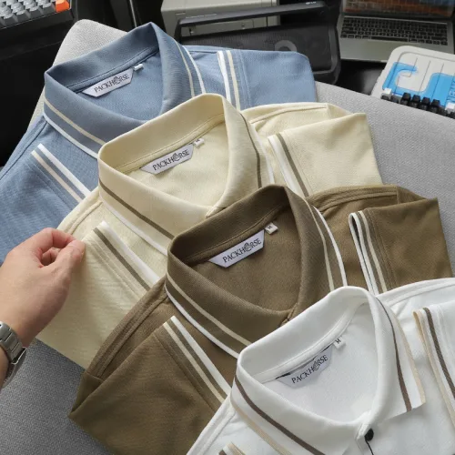 Áo thun polo nam cổ bẻ phối sọc