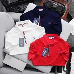 Chuyên sỉ áo Thun Polo Nam - Áo Thun Nam Cổ Bẻ Phối Sọc Và Thêu Logo Trước Ngực Bền Đẹp Có Big Size