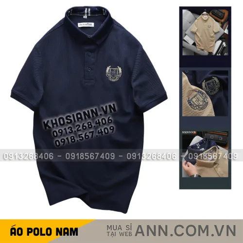Áo thun polo nam big size cổ bẻ với logo thêu trước ngực
