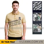 Shop sỉ áo Thun Polo Nam - Áo Thun Nam Phối Sọc Thêu Logo Trước Ngực Trẻ Trung Bigsize
