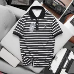 Shop sỉ áo Thun Polo Nam - Áo Thun Nam Phối Sọc Thêu Logo Trước Ngực Trẻ Trung Bigsize