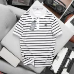 Shop sỉ áo Thun Polo Nam - Áo Thun Nam Phối Sọc Thêu Logo Trước Ngực Trẻ Trung Bigsize