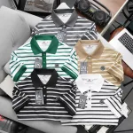 Shop sỉ áo Thun Polo Nam - Áo Thun Nam Phối Sọc Thêu Logo Trước Ngực Trẻ Trung Bigsize