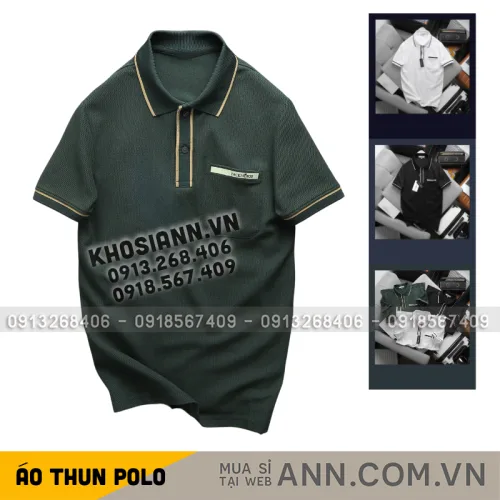Chuyên sỉ áo Thun Polo Nam Cao Cấp - Áo Thun Nam Cổ Bẻ Phối Viền Có Túi Trước Ngực Và In Logo Bền Đẹp Big Size