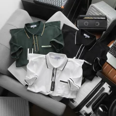 Chuyên sỉ áo Thun Polo Nam Cao Cấp - Áo Thun Nam Cổ Bẻ Phối Viền Có Túi Trước Ngực Và In Logo Bền Đẹp Big Size