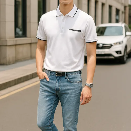 Chuyên sỉ áo Thun Polo Nam Cao Cấp - Áo Thun Nam Cổ Bẻ Phối Viền Có Túi Trước Ngực Và In Logo Bền Đẹp Big Size