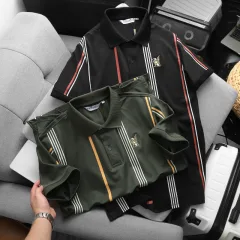 Chuyên sỉ áo Thun Polo Nam Cổ Bẻ Phối Sọc Và Thêu Logo Trước Ngực Bền Đẹp Có Big Size