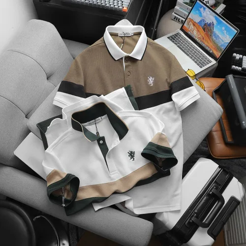 Áo thun polo nam thêu logo trước ngực, thiết kế phối ba màu, có size 3x