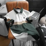 Áo thun polo nam thêu logo trước ngực, thiết kế phối ba màu, có size 3x