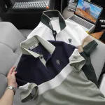 Áo thun polo nam thêu logo trước ngực, thiết kế phối ba màu, có size 3x