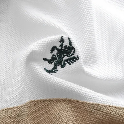 Áo thun polo nam thêu logo trước ngực, thiết kế phối ba màu, có size 3x