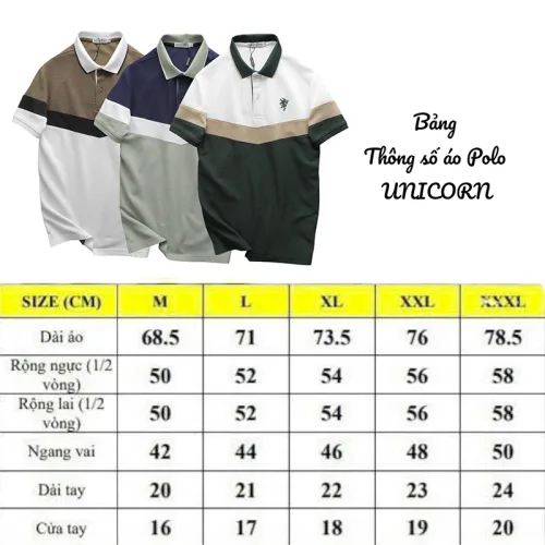 Áo thun polo nam thêu logo trước ngực, thiết kế phối ba màu, có size 3x