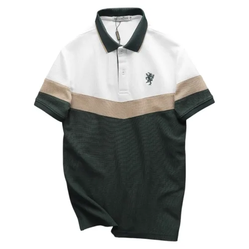 Áo thun polo nam thêu logo trước ngực, thiết kế phối ba màu, có size 3x
