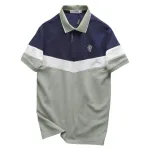 Áo thun polo nam thêu logo trước ngực, thiết kế phối ba màu, có size 3x