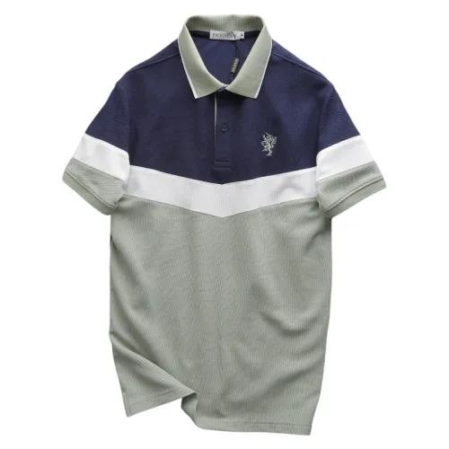Áo thun polo nam thêu logo trước ngực, thiết kế phối ba màu, có size 3x