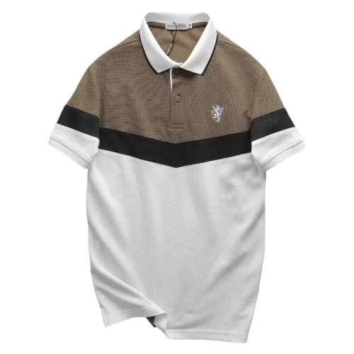 Áo thun polo nam thêu logo trước ngực, thiết kế phối ba màu, có size 3x