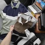 Áo thun polo nam thêu logo trước ngực, thiết kế phối ba màu, có size 3x