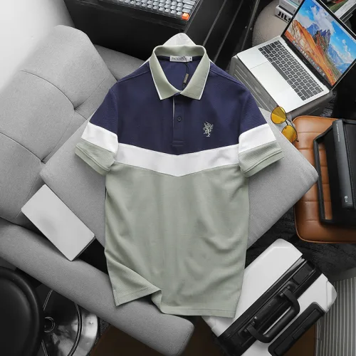 Áo thun polo nam thêu logo trước ngực, thiết kế phối ba màu, có size 3x