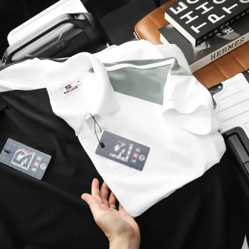 Áo thun polo BigSize nam cho người 50-90kg phối màu ở tay áo