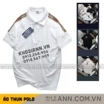 Áo thun polo nam có big size, điểm nhấn sọc chữ phối ở vai