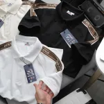 Áo thun polo nam có big size, điểm nhấn sọc chữ phối ở vai