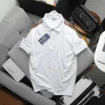 Áo thun polo nam có big size, điểm nhấn sọc chữ phối ở vai