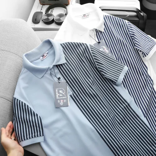Nơi lấy sỉ áo Thun Polo Nam Phối Sọc Dọc Trước Ngực Và Tay Áo BigSize Từ 50-90kg