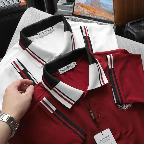 Nguồn hàng sỉ áo Thun Polo Nam Phối Sọc In Logo Trước Ngực (Big Size)