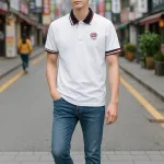 Nguồn hàng sỉ áo Thun Polo Nam Phối Sọc In Logo Trước Ngực (Big Size)