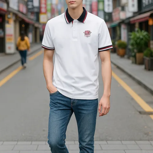 Nguồn hàng sỉ áo Thun Polo Nam Phối Sọc In Logo Trước Ngực (Big Size)