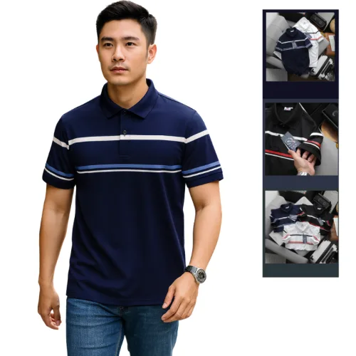 Áo Polo Nam Bigsize Phối Sọc Ngang 50-90kg