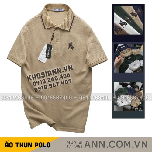 Áo Polo Nam Cổ Bẻ Phối Sọc Thêu Logo Ngựa Trước Ngực Big Size
