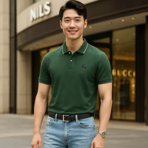Áo Polo Nam Cổ Bẻ Phối Sọc Thêu Logo Ngựa Trước Ngực Big Size