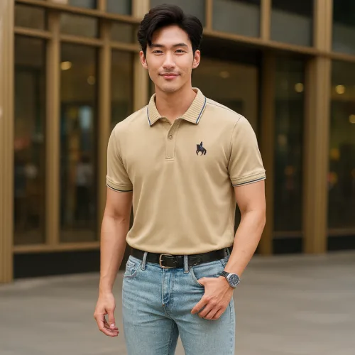 Áo Polo Nam Cổ Bẻ Phối Sọc Thêu Logo Ngựa Trước Ngực Big Size