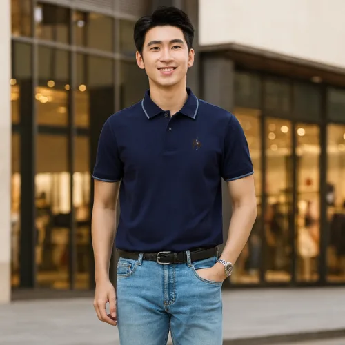 Áo Polo Nam Cổ Bẻ Phối Sọc Thêu Logo Ngựa Trước Ngực Big Size