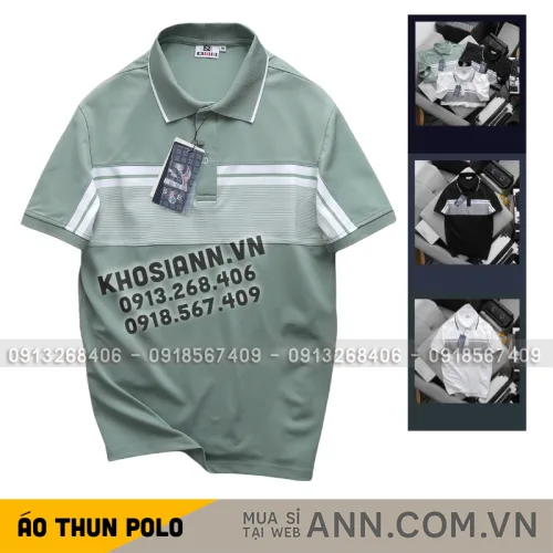 Nguồn hàng sỉ áo Thun Polo Srn Giri Nam Phối Sọc Ngang Trước Ngực Và Tay Áo BigSize Từ 50-90kg