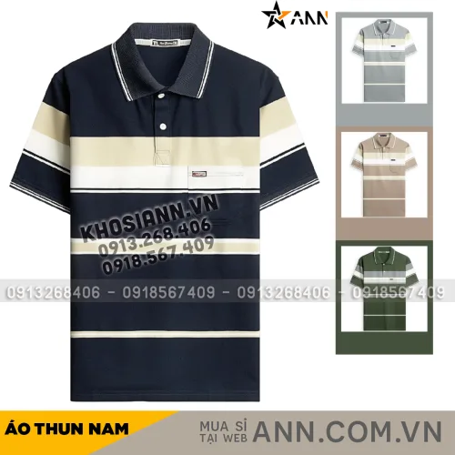 Chỗ sỉ áo Thun Sọc Có Cổ Nam Trung Niên Có Túi Thun Cotton Cao Cấp (Có size 3x)